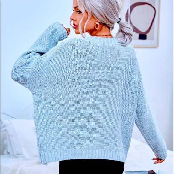 NWT! COLORFUL FLOWER HAND EMBROIDERED DROP SHOULDER POINTELLE KNIT SWEATER-GRAY! - Picture 5 of 14